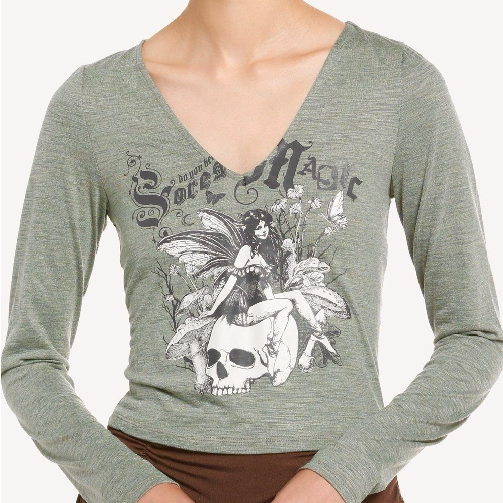 Thorn & Fable fairy grunge y2k fitted cropped long sleeve